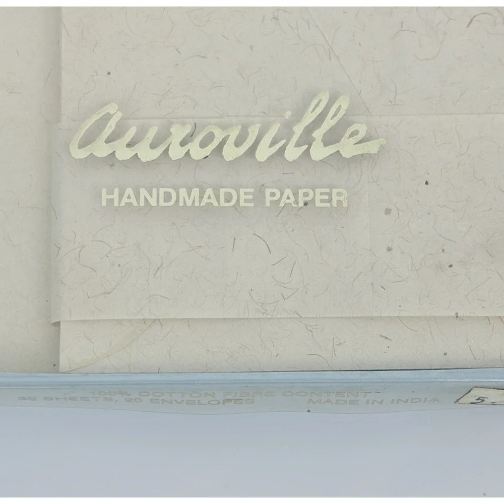 Vintage Handmade Paper Stationery and Envelopes by Auroville Cotton 12 Sheets